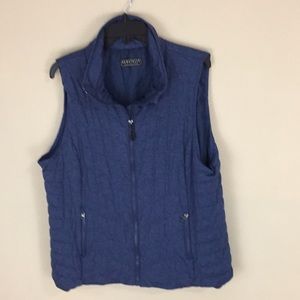 Bagatelle Collection Blue Quilted  Full Zip Vest Plus Size 1X
